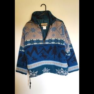 Vintage LLBean Wool Blend Nordic Ski Pullover Jacket Women's Small